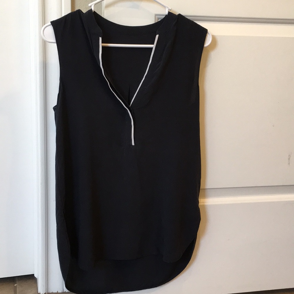 Vince dark blue silk v neck shirt